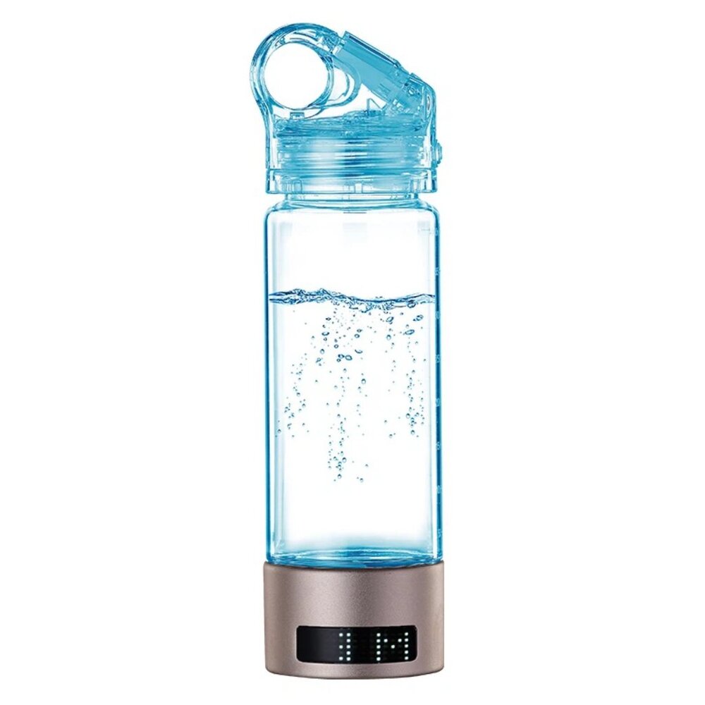 Hydrogen Water Bottle Ionizer 2000ppb+ LED USB 2000mAH Battery NiB Glass/Silver